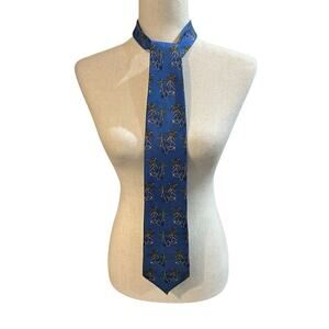 Tango Men's Blue Silk Tie‎ Palm Tree Print Tropical Theme Short 56” x 4”